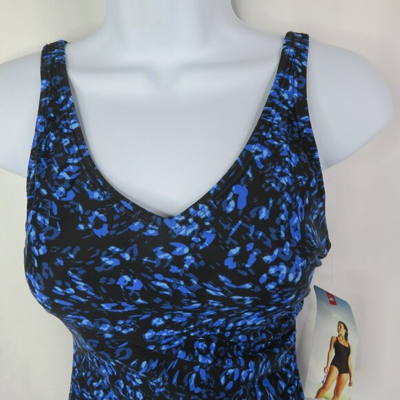 Speedo Tank One Piece Swimsuit Size 6 NEW Adjustable Shelf Soft Cup Blue - Picture 2 of 12